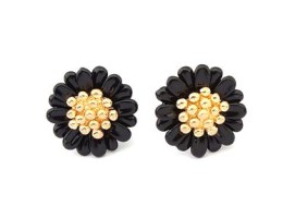 Daisy Black Gold Plated Stud Earrings